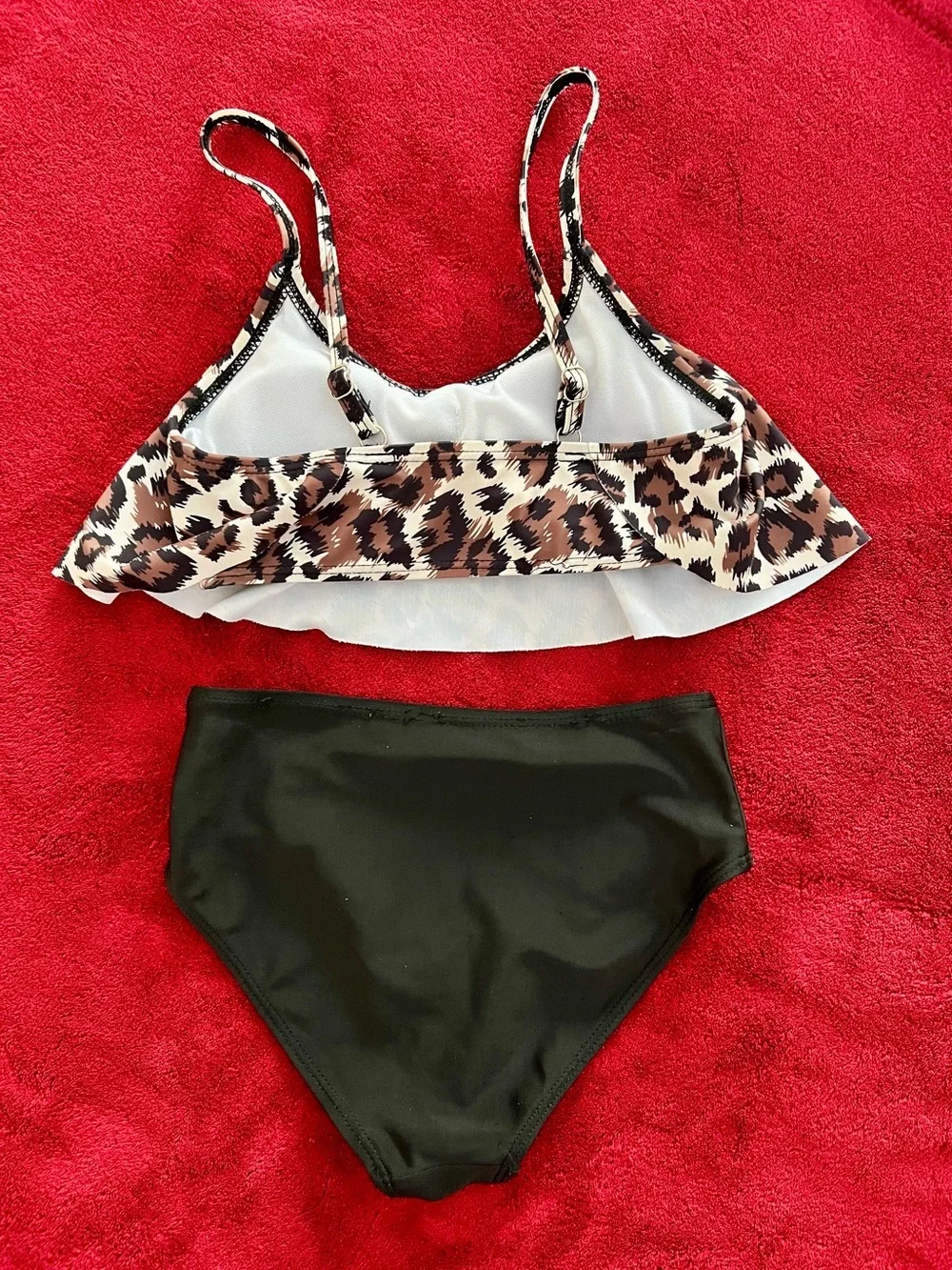 SHEIN Girls Leopard Print 2 Piece Swimsuit Size 8 Flounce Bikini